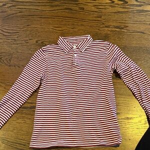 Crewcuts boys Marron and White Striped Long Sleeve Polo Shirt